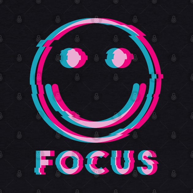 Glitch Smiley Face Focus (pink and blue glitch) by A Comic Wizard